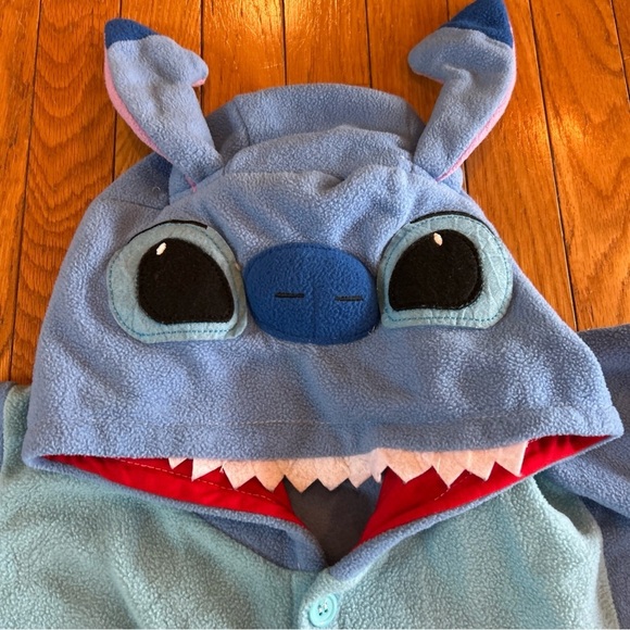 Disney Stitch Sleepwear One Piece Costume Pajamas Plush Hood Adult Size Small - Picture 2 of 7
